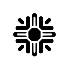 Abstract Black & White Circuitry Icon, Modern Technology Design