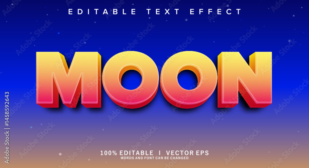 Poster moon vector text effect with modern style design