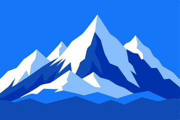 Fototapeta premium Majestic Mountain: A stunning illustration captures the imposing majesty of snow-capped peaks against a clear blue sky, evoking a sense of wonder and the sublime beauty of nature.