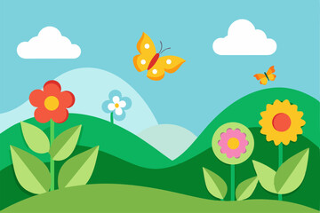 spring landscape with flowers