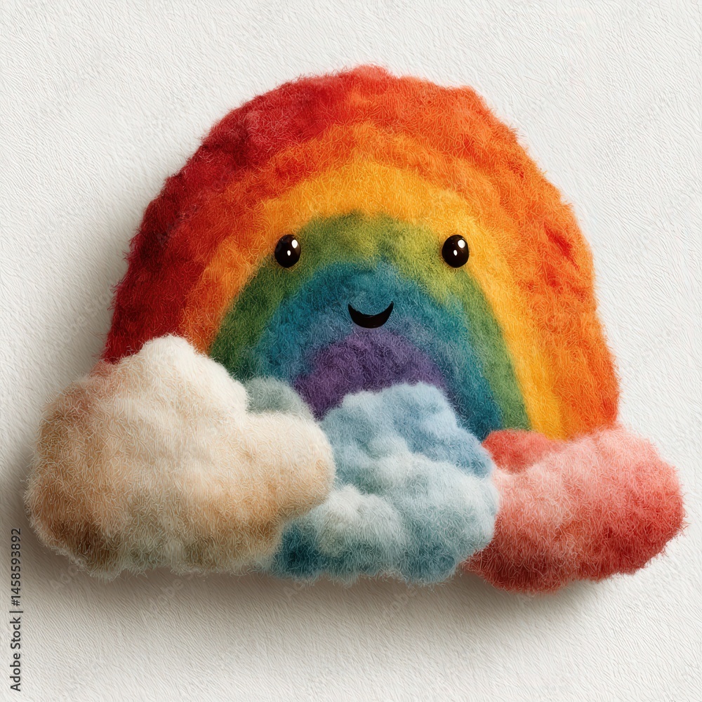 Aufkleber joyful rainbow cloud featuring a smiling face radiating happiness and whimsy in a delightful style i