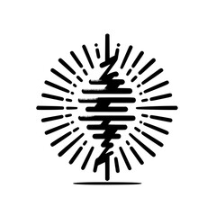 Abstract Energy Burst Logo - Black & White, Minimalist Design