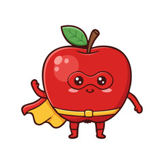 cute icon character of a superhero apple