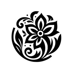 Elegant Black and White Floral Ornament Design