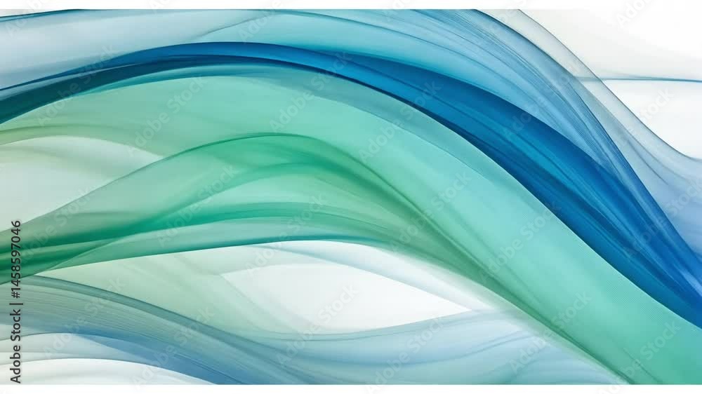 Aufkleber serene abstract design flowing waves in smooth shades of blue and green create calming background te