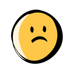 Sad Emotion Doodle Sketch Emoji Illustration for Journal and Digital Sticker Use
