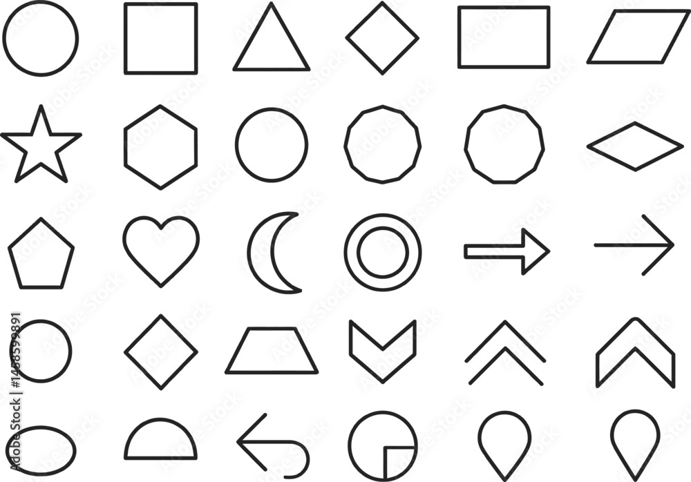 Aufkleber geometric shapes: a collection of meticulously crafted, clean-lined geometric shapes in varying form