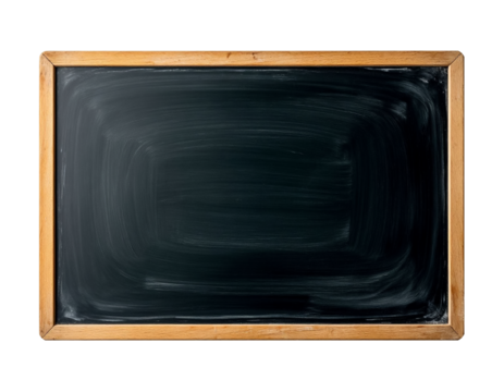 Black school board with chalk marks on transparent PNG background. Generated by AI. - Powered by Adobe