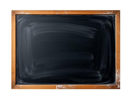 Black school board with chalk marks on transparent PNG background. Generated by AI. - Powered by Adobe