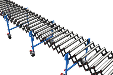 Expandable and Flexible Scissor Roller Conveyor System on Wheels Adjustable Length Roller Conveyor with Scissor Mechanism for Material Handling
