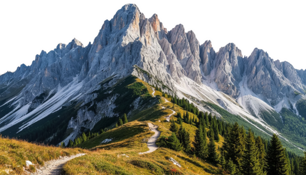 Mountain landscape on transparent PNG background. Generated by AI.