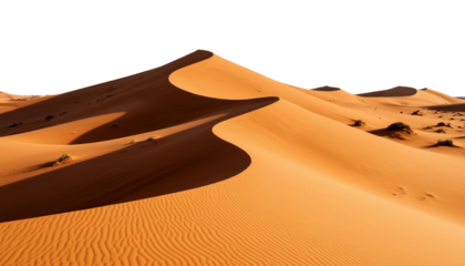 Desert dunes on transparent PNG background. AI generated.
