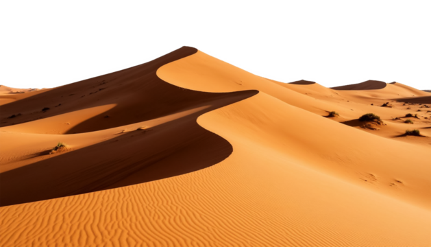 Desert dunes on transparent PNG background. AI generated.