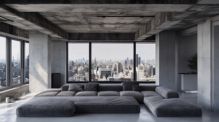 Modern loft apartment with panoramic city view