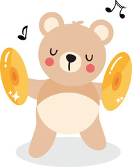 Happy Bear Playing Musical Cymbals Joyfully