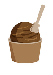 カップに入ったチョコレートアイスクリーム　ベクターイラスト