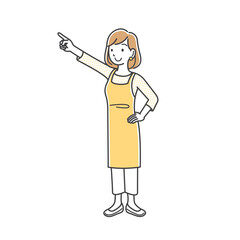 指差す若い女性