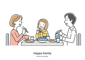 食事をする3人家族