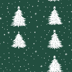 Obraz premium Vector of Christmas tree Seamless Patterns red background