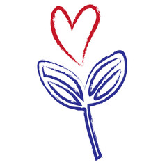 hand drawn flower and heart.