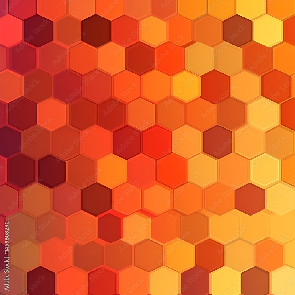 Poster dynamic hexagonal patterns abstract design digital art colorful environment close-up view modern aes