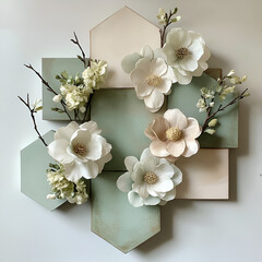 Floral wall art creation home decor craft project indoor space close-up view aesthetic design