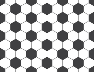 Football seamless pattern.Soccer ball texture. Black and white hexagons background.