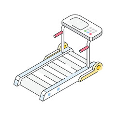 Ready to use isometric icon of treadmill machine