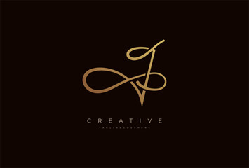 Letter J calligraphy Logo, Luxury letter J with infinity icon combination, vector illustration
