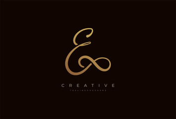 Letter E calligraphy Logo, Luxury letter E with infinity icon combination, vector illustration