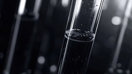 Dark Liquid in Glass Test Tube Close Up