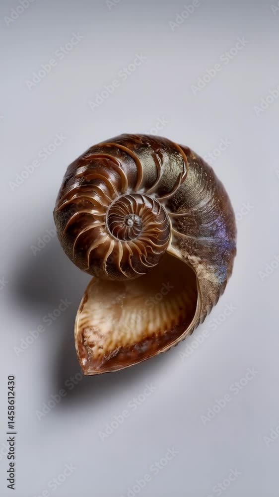 Aufkleber elegant brown nautilus shell on a neutral background highlighting the intricate spiral pattern and n