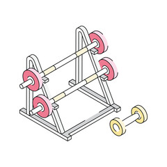A handy isometric icon depicting dumbbell rack