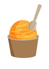 カップに入ったマンゴーアイスクリーム　ベクターイラスト