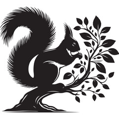 skunk silhouette, skunk line art silhouette, skunk svg, vector illustration, skunk vector silhouette icon - , ideal for wildlife, safari, and animal-themed illustrations, Skunk in the Autumn.