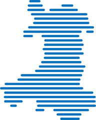 horizontal line drawing of wales map.