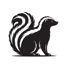 skunk silhouette, skunk line art silhouette, skunk svg, vector illustration, skunk vector silhouette icon - , ideal for wildlife, safari, and animal-themed illustrations, Skunk in the Autumn.