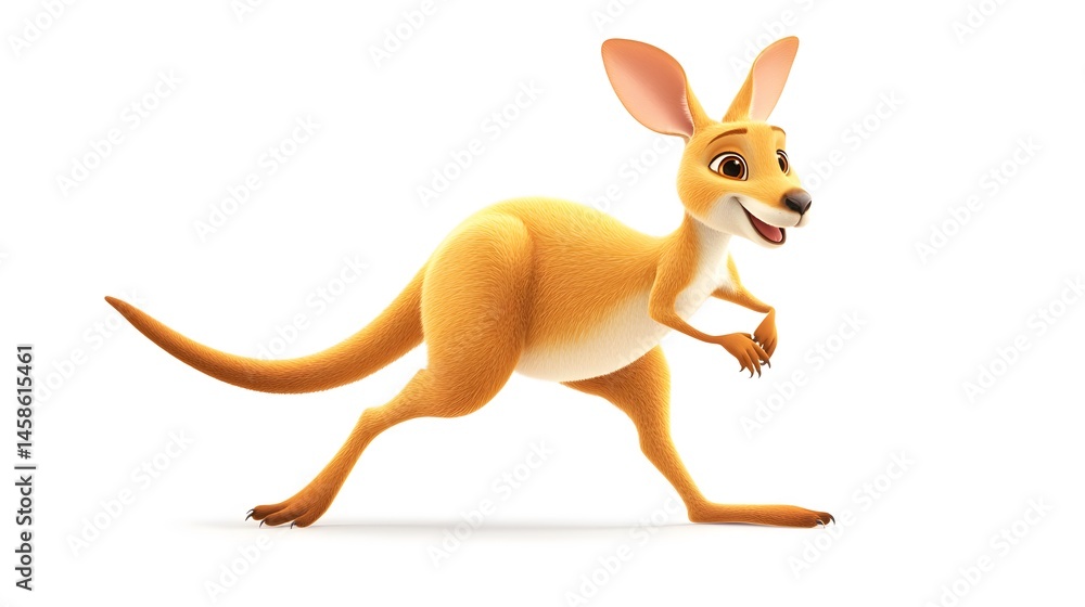 Aufkleber animated kangaroo character in a dynamic pose.