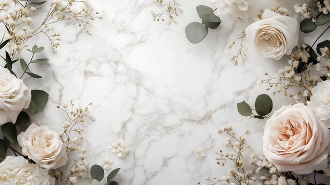 vintage roses on marble background