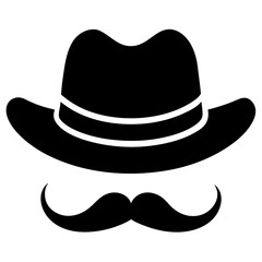 hat with mustache  silhouette vector illustration