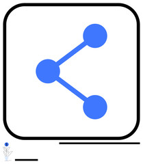 Blue nodes connected by lines inside a rounded square. Ideal for communication, sharing, networking, data exchange, tech, collaboration, social media, simple landing page