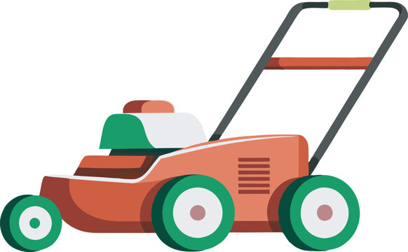 orange lawn mower with green wheels clip art preview