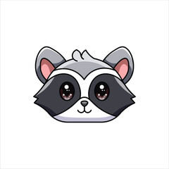 Cute Colored Raccoon Head Icon