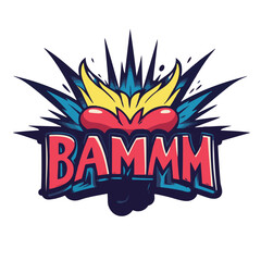 Comic Style Explosion With Bold Bamm Typography And Vivid Color Palette