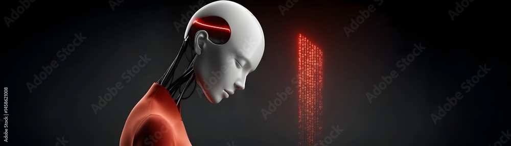 Poster documentary style illustration of a machine learning process featuring artificial intelligence, deep