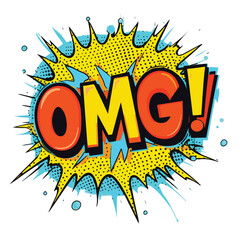 Omg Comic Speech Bubble In Pop Art Style On White Background