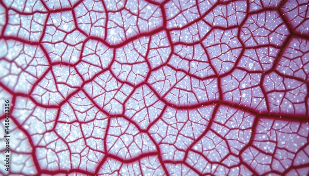 Poster intricate patterns of a leaf's surface with vibrant colors and textures.