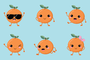 Fresh And Cute Cartoon Orange Fruit Collection
