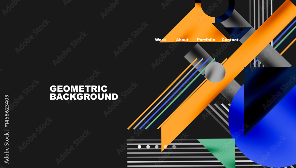 Leinwandbilder Abstract geometric design. Bold colors, lines, shapes create dynamic visual impact. Modern aesthetic suitable for website header or banner.