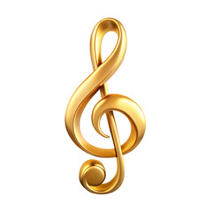 Fototapeta premium Golden treble clef icon music symbol metallic element isolated on transparent background clipart